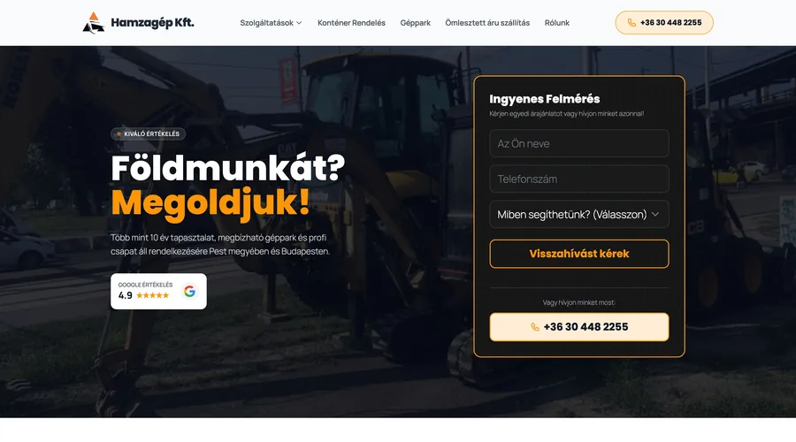 Földmunkát.hu — weboldal referencia
