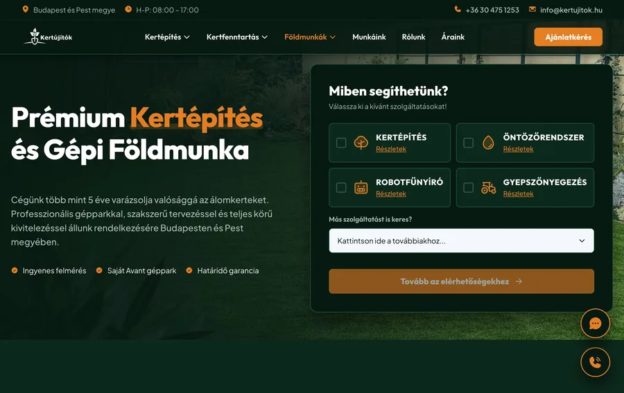 Kertújítók — weboldal referencia